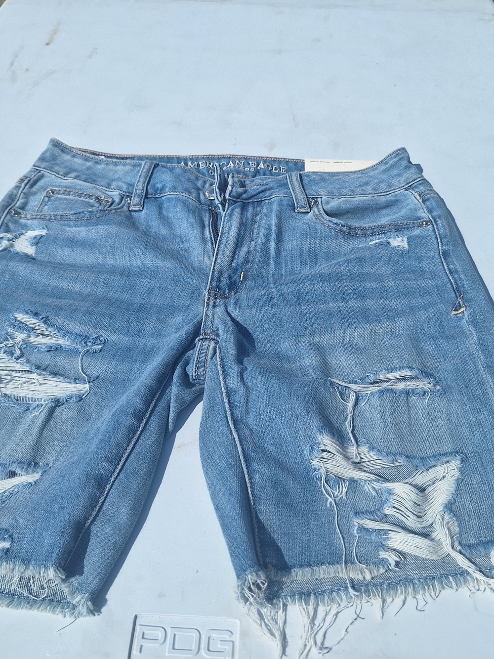 American Eagle Outfitters Light Blue Distressed Denim Bermuda Shorts